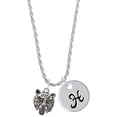 thumbnail image 1 of Delight Jewelry Silvertone Small Bear - Mascot Silvertone Script Initial Disc - H - Charm Necklace, 20"+3", 1 of 4