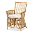 thumbnail image 2 of Baxton Studio Rose Modern Bohemian White Fabric Upholstered and Natural Brown Rattan Armchair, 2 of 7