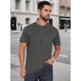 thumbnail image 4 of DARING DIVA Men's Henley Breathable Short Sleeve Button Down T-Shirt M Dark Gray, 4 of 7