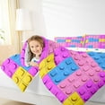 thumbnail image 4 of jejeloiu Building Block Print Bedding Comforter Set,Colorful Funny Toy Twin Comforter Sets,Pink Purple Blue Yellow Bedding Set For Kids,Super Cozy Room Decor Reversible,2 Pieces, 4 of 8