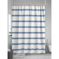 thumbnail image 5 of Fsddascl Navy Blue Striped Shower Curtain Set - Small 36" x 72" Bathtub Curtain with 12 Hooks, Rustic Blue Stripe Modern Art Beige Waterproof Fabric Stall Shower Curtains for Bathroom/Bathtub, 5 of 6