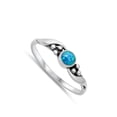 thumbnail image 4 of CHOOSE YOUR COLOR Blue Simulated Opal Three Dot Promise Ring .925 Sterling Silver Band CZ Female Size 9, 4 of 4
