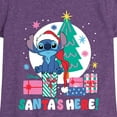 thumbnail image 3 of Lilo & Stitch - Santas Here - Girls Fitted Short Sleeve Tee, 3 of 5