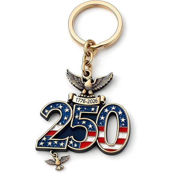 USA 250th Anniversary Commemorative Keychain Pendant Ornament 1776-2026 With Eagle And Flag Elements-Souvenir