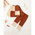 thumbnail image 2 of Kimi bear 18 Months Infant Baby Girl Outfit Set 24 Months Long Sleeves Color Block Top Jegging Pants 2pcs Clothing Brown, 2 of 7