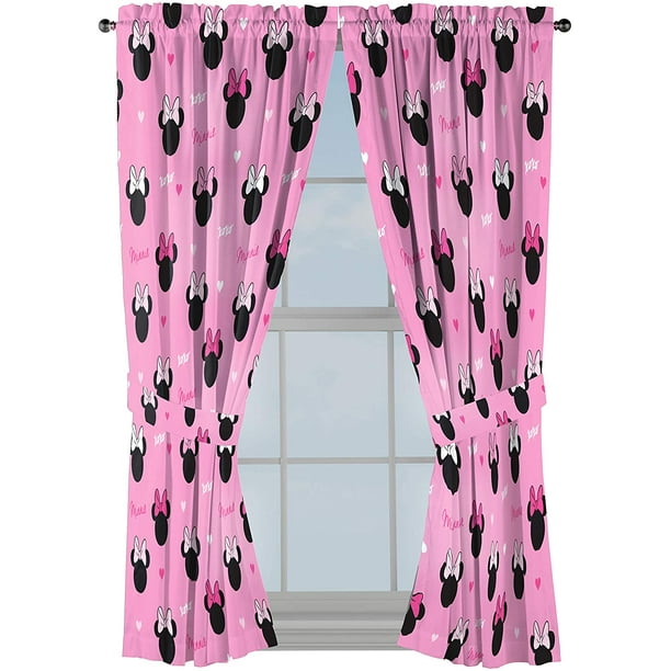 Disney Minnie Mouse Hearts N Love 63 Inch Ds Beautiful Room Décor Easy Set Up Bedding Curtains Include 2 Tiebacks 4 Piece Official Com Disney Minnie Mouse Hearts N Love 63, Minnie Mouse Bedroom Curtains