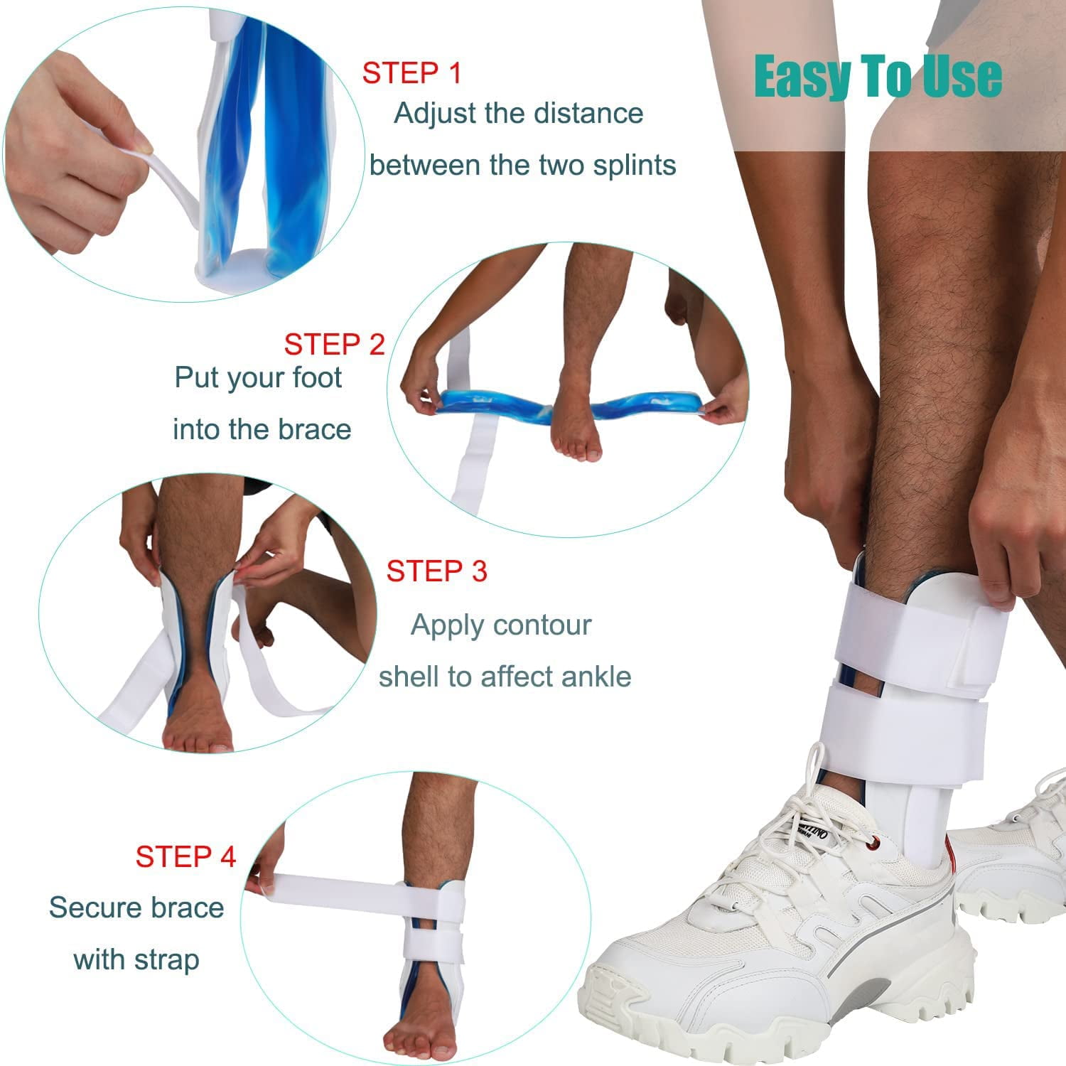 Orthomen Gel Ankle Brace Stirrup Ankle Splint for Sprains and Strains, Universal