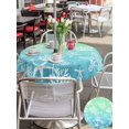thumbnail image 5 of Outdoor Tablecloth with Umbrella Hole for Patio/Picnic/Party/Camping, Teal Blue Ombre Coastal Waterproof Table Cloth Round Cover Washable, Sea Nautical Summer Beach Starfish Coral (Dia 60"), 5 of 8