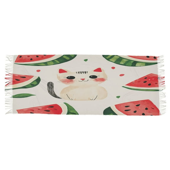 BZSMCE Women Scarf Watermelon Cat Simple Pattern Soft Warm Long Large Scarves