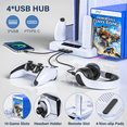 thumbnail image 5 of PS5 Cooling Stand,PS5/PS5 Slim Stand and Cooling Station,Dual Controller Charger, Cooling Fan, Headset Holder, 3 USB Hub, White, 5 of 8