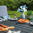 thumbnail image 3 of SUMMIT LIVNG Outdoor Swivel Bar Stool Dining Set of 7, 6 Metal Patio Counter Height Textilene Blue Chairs and 1 Metal Bar Table, Blue, 3 of 16