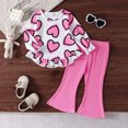 thumbnail image 2 of Gelikeya Toddler Baby Girl Valentines Day Outfits Spring Fall Winter Clothes Ruffle Sleeve Crew Neck Sweatshirts Flare Pants Set, Light Pink & 6-9 Months, 2 of 9