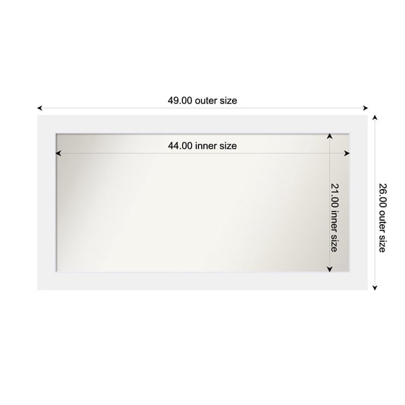 Amanti Art Custom Framed Wall and Bathroom Mirror (26 x 49 in.), Corvino White Frame