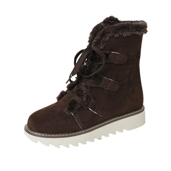 YLYL Women's Suede Wedge Ankle Boots Round Toe Lace up Platform High Heel Winter Short Bootie