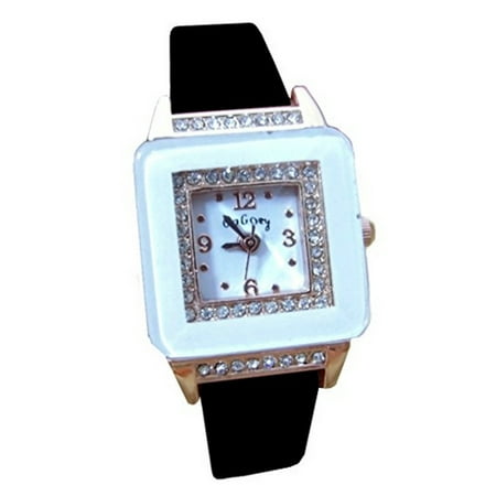 Gogoey Brand Crystal Square Face Leather Quality Women Dress  WATCH-381