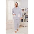 thumbnail image 4 of Vulcanodon Mens Plush Hooded Zipper Pajama Set, Soft Warm Long Sleeve Sleepwear with Pockets Fluffy Fuzzy Cozy Pjs（Light Grey+white, XL）, 4 of 4