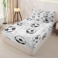 thumbnail image 2 of Castle Fairy Soccer Ball Print Zipper Full Size Comforter Sets with Fitted Sheet and 2 Pillowcases, Sport Theme Zipper Bedding Set, White Black Gray,4pcs,Grey Reversible, 2 of 6