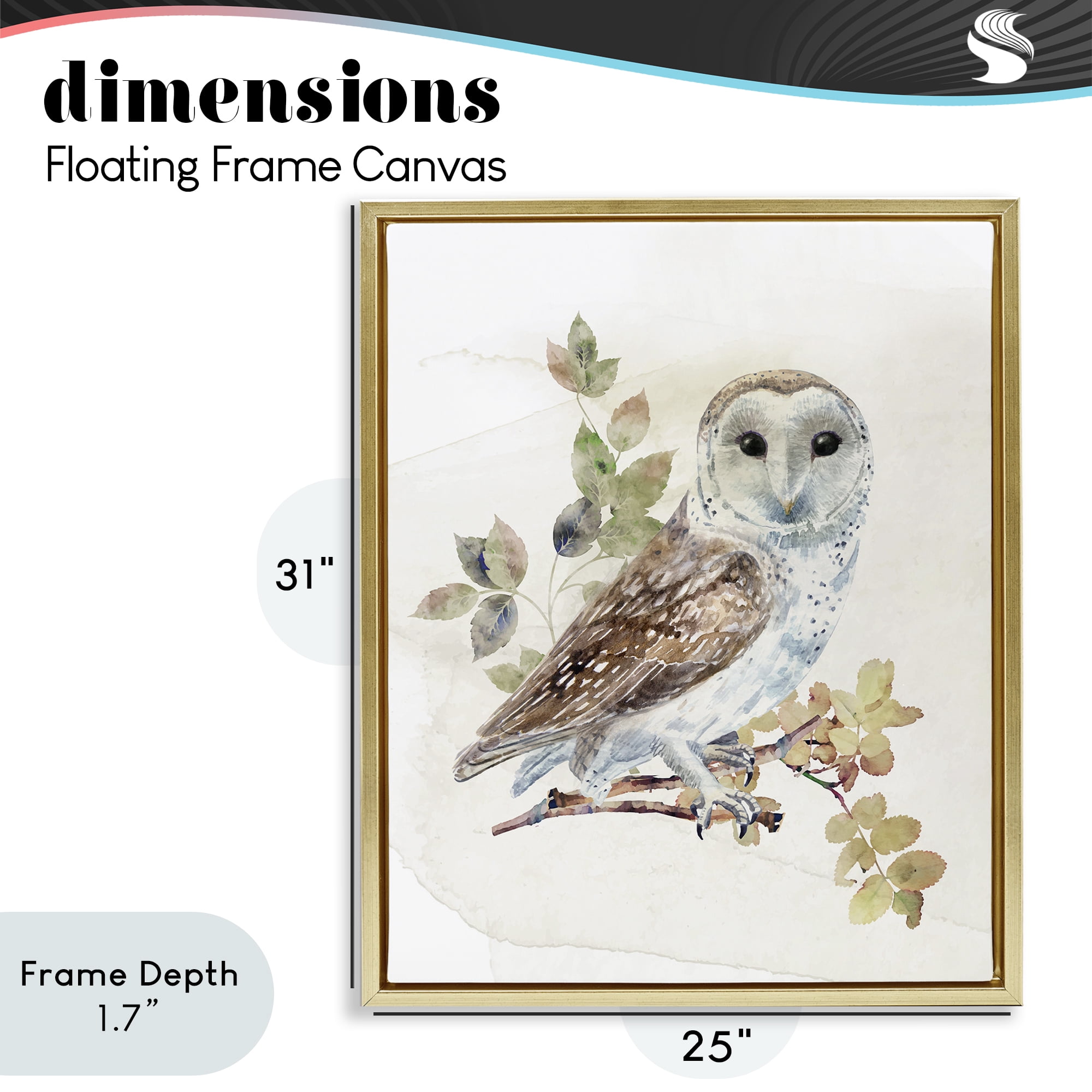Stupell Industries Owl Among Autumn Leaves Gold Framed Floater Canvas Wall Art, design by CAD Designs