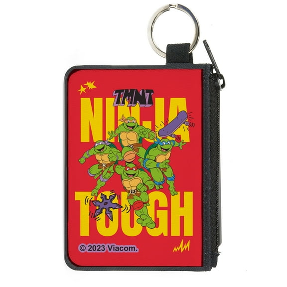 Nickelodeon Wallet, Coin Purse, Ninja Turtles Ninja Tough Group Pose Red Yellow, Canvas