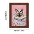thumbnail image 3 of Roiihwy 6 Styles Reading Cats Mini Framed Wall Art Decor, Colorful Floral Print Small Wooden Picture Frame, 2.4x1.8x0.4in Multicolor, 3 of 6