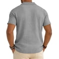 thumbnail image 5 of Qwertyu Mens Polo Shirts Short Sleeve Linen Shirt Summer Button Vacation Beach Shirt Casual Collared Shirts Lightweight Tops Gray S, 5 of 8