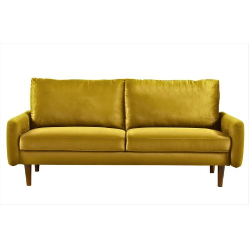 Xukmct 3 Seater Loveseat Sofa with Wood Frame, Velvet Upholstered Sofa Couch for Living Room, Office, Bedroom, Yellow