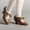 Brown, variant on Miluxas Women's Chunky Heel Lace Up Pointed Toe Mid Chunky Heel Casual Saddle Shoes Comfortable High Heel Pumps Shoes White 9.5(43)