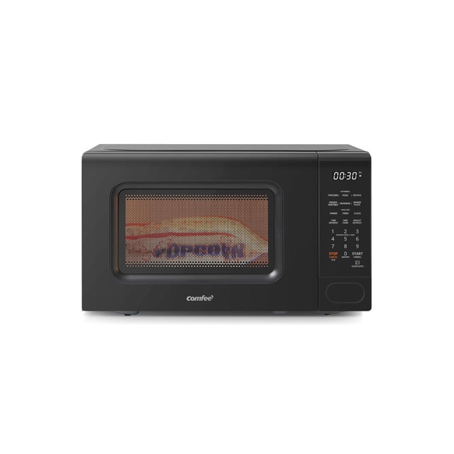 COMFEE CMO-C20M1WB - Horno de microondas para encimera, microondas pequeño de 0.7 pies cúbicos con 11 niveles de potencia, función de restablecimiento de la placa giratoria, cocción rápida,