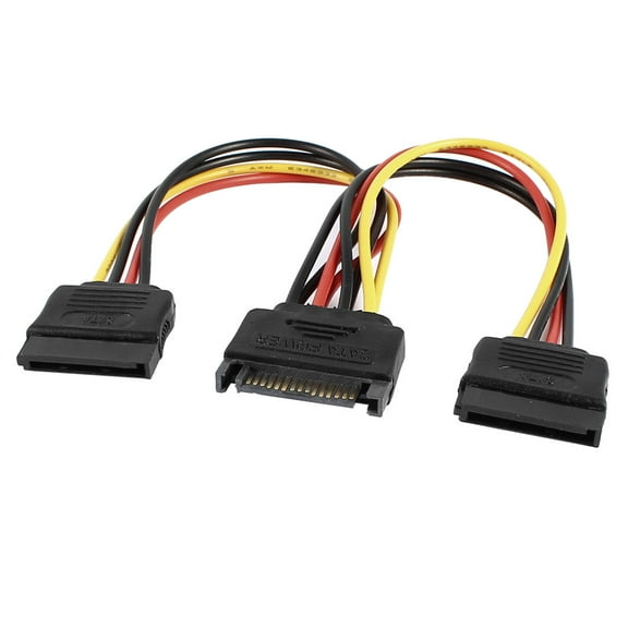 Unique Bargains SATA 15 Pin Male to Dual Female M/F Connector Y Splitter Power Adapter Cable