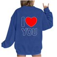 thumbnail image 2 of Jsaierl Sweatshirts à Manches Longues pour Femmes Saint-Valentin Mignons Cœur Graphique Tops Imprimé Lettre Pullovers Surdimensionnés Décontractés Col Rond Ample, 2 of 4
