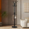 thumbnail image 6 of Modern Coat Rack Freestanding with Natural Marble Base & Sturdy Metal Frame, 11 Hooks Hall Tree, Closet (Black), 6 of 8