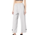 thumbnail image 6 of Lumtrix Linen Pants Women Petite Straight Leg Summer Beach Cotton Linen Wide Leg Lounge Pants High Waisted Casual Plus Size Trousers White XL, 6 of 7
