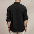 thumbnail image 5 of Summer Shirts for Men Long Sleeve Button Up Cotton Linen Shirts Casual Work Lightweight Comfy Tees with Pockets, L, 5 of 6