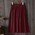 thumbnail image 2 of Vedolay Skirt For Summer Women's Plus Size High Waist Flared Hem Party A Line Skirt,Red A, 2 of 3