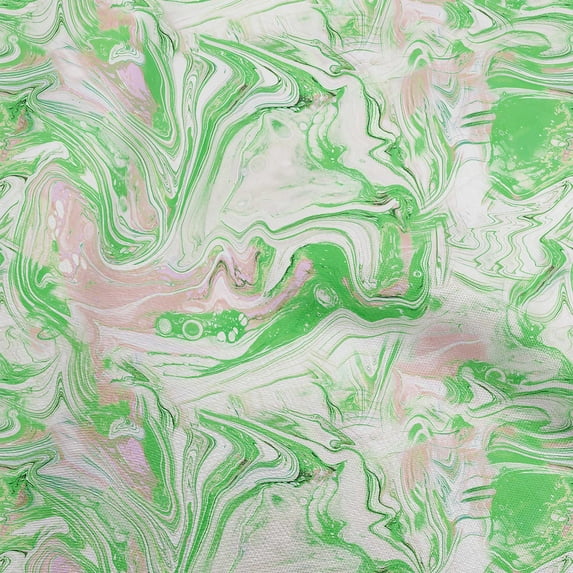 oneOone Cotton Poplin Green Fabric Fluid Ink Sewing Craft Projects Fabric Prints By Yard 42 Inch Wide