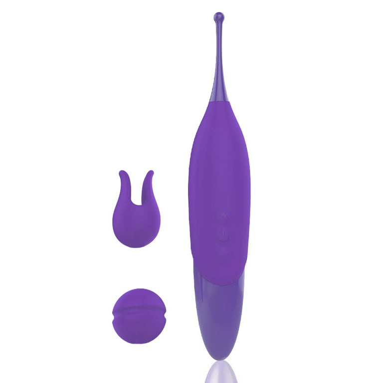 Birdsexy G-spot Vibrator Pen for Women,6 Speed 7 Frequency Vibrating Pen  Breast Clitoral Tease Honeydew Stick with 2 Head Covers - Purple
