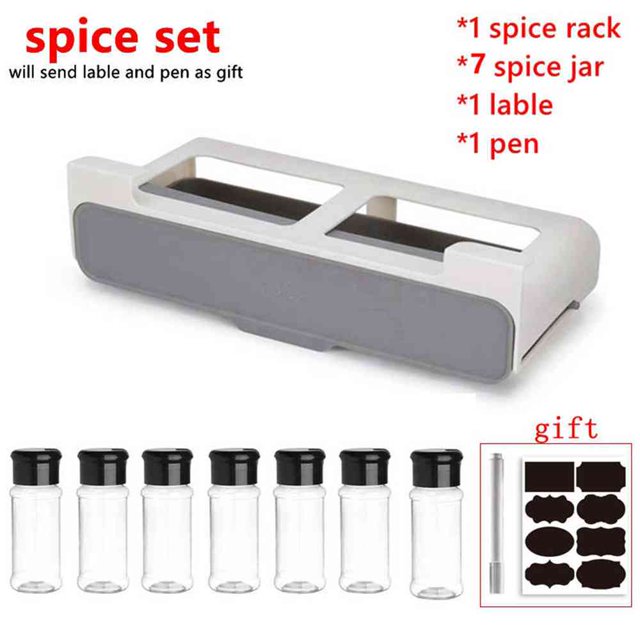 Estante de pared autoadhesivo para especias de cocina, organizador de almacenamiento de botellas de condimentos, debajo del estante