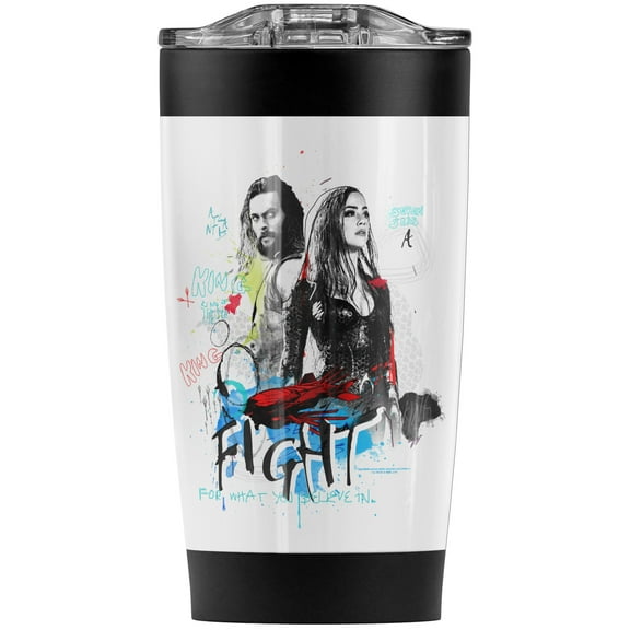 Aquaman Movie Fight For What You Believe In Stainless Steel Tumbler 20 oz Coffee Travel Mug/Cup, Vacuum Insulated & Double Wall with Leakproof Sliding Lid | Great for Hot Drinks and Cold Beverages
