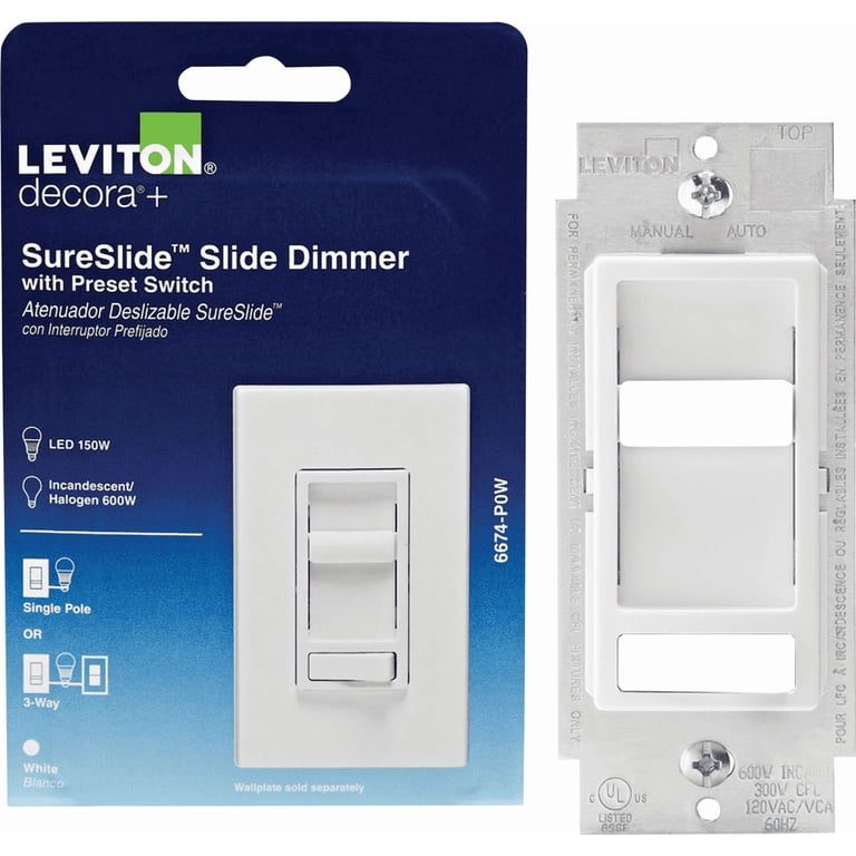 Leviton 6674 Dimmer Switch in White — UL Listed for US Residential