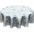 thumbnail image 1 of Starfish Coral Tablecloth Round 60 Inch Coastal Seashell Circle Table Cloth Heat Resistant Washable Table Cover for Kitchen Dining Party, 1 of 8