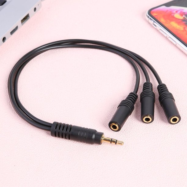 Enchufe de 3 polos de 3,5 mm a cable adaptador divisor de auriculares de audio estéreo de 3 vías