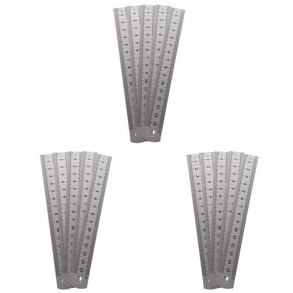 15 Pcs Dual Side Marked 15cm 6 Inch Stainless Steel Straight Ruler