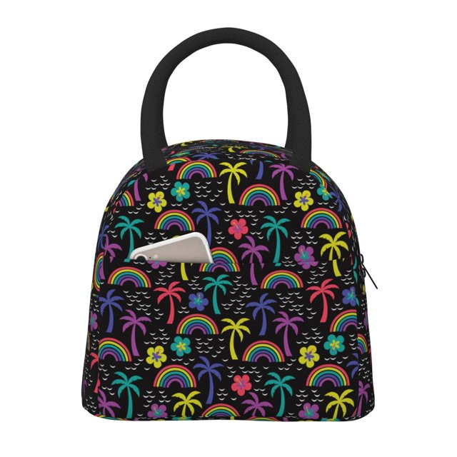 Disketp Colorful Palms Bolsa Térmica para Almuerzo, Lonchera con Abertura Amplia y Gran Capacidad, Organizador Reutilizable para Mujeres, Hombres y Adultos