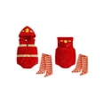 thumbnail image 2 of RUINIXCW Newborn Baby Boy Halloween Firefighter Costume Kids Infant Fall Winter Cosplay Outfit Warm Fleece Sleeveless Hooded Zip Romper Stocking Set, 2 of 10