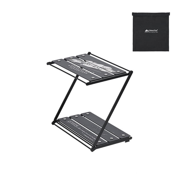 Outdoor Camping Cups Bowls Folding Storage Rack Aluminum Alloy 2-tier Storage Bracket Picnic BBQ Tableware Cookware Storage Rack Campsite Tools Shelf