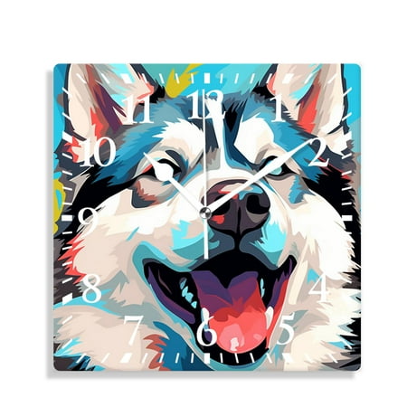 12 Inch Wall Clock Battery Operated Silent Clock Decorative for Office, Kitchen, Outdoor, Living Room,Thai Bang-Kaew Dog Beautiful Pattern