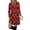 Wine, variant on Women's Fashion Casual Dress with Pockets, Decorative Buttons, Christmas Prints, Round Neck and Long Sleeves for Practical Holiday Wear,Wine,L