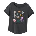 thumbnail image 3 of Tops de manga corta para mujer, camisetas suaves de dibujos animados, novedad, camisetas con cuello redondo, camisetas para escalar, mochilero, caminar, fiesta, calle gris oscuro, 3 of 8