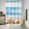thumbnail image 6 of No Hook Shower Curtain, Beach Coastal Shower Curtains for Bathroom with See Through Top Window, Summer Nautical Seaside Starfish Shell Waterproof & Washable Bath Curtain 60"x72", 6 of 9