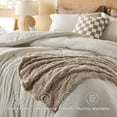 thumbnail image 4 of King Comforter Set 5 Pieces - Bed in a Bag with Checkered Throw Blanket and Decorative Pillow, Lightweight Bedding Comforter Sets, All Season Boho Bedding, Linen Beige, 4 of 8